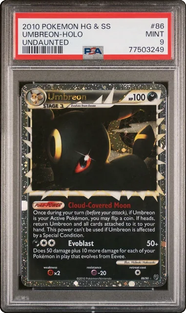 PSA 9 Umbreon 86/90 PRIME HOLO HG & SS Undaunted 2010 Pokemon Card MINT